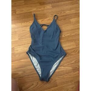 Cupshe One Piece Ribbed V Neck Swimsuit Size Medium